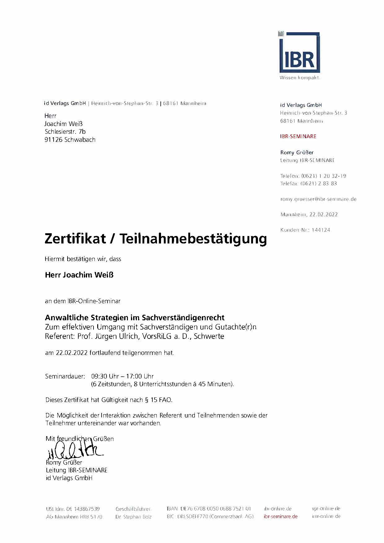 Sachverständigenrecht